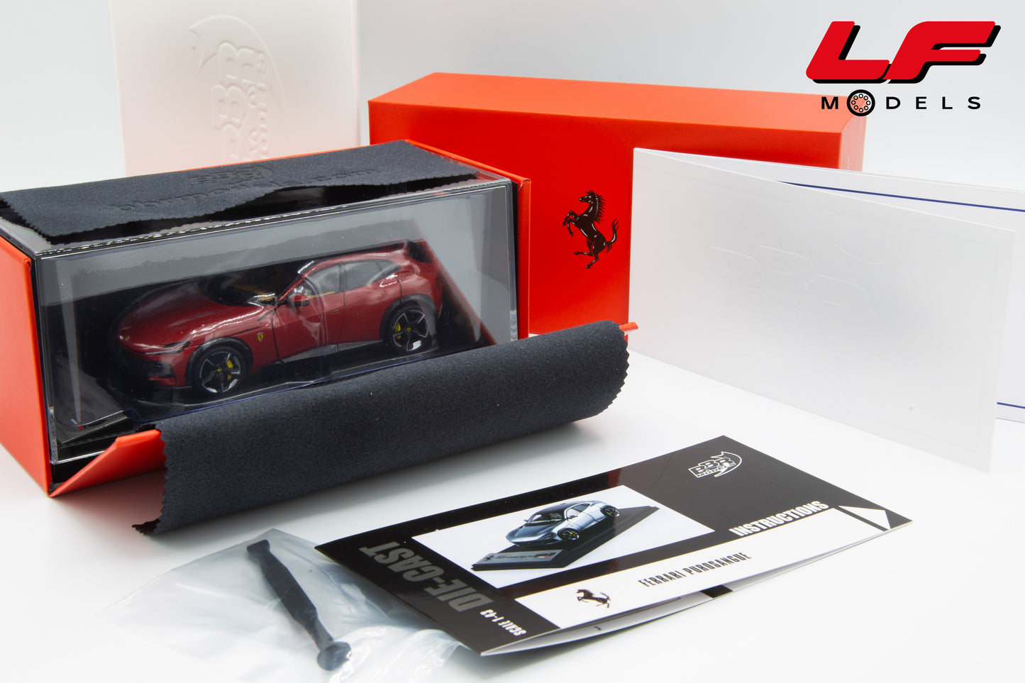 1:43 FERRARI PUROSANGUE PANORAMIC ROOF 2022 FULL OPENINGS ROSSO CORSA - BBR