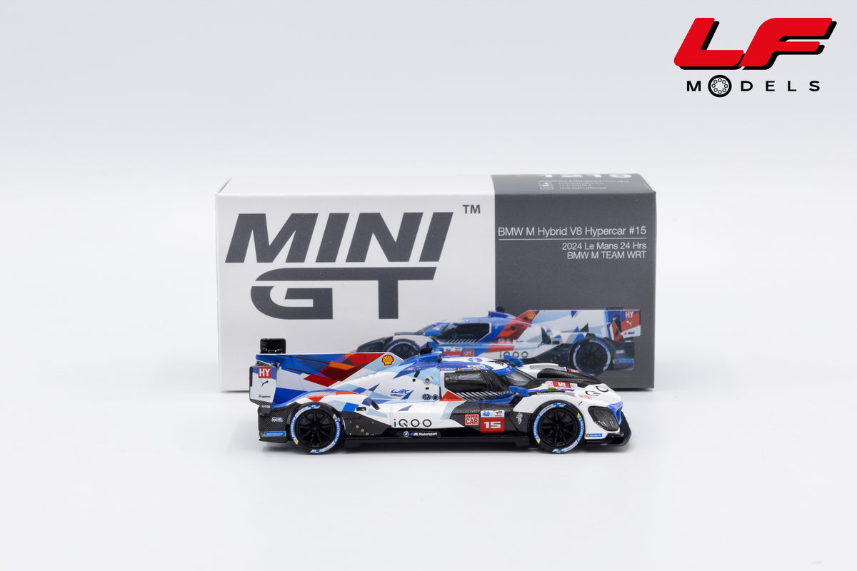 modellino bmw m hybrid v8 24h le mans 2024 mini gt 1:64 MGT01219-L vista laterale