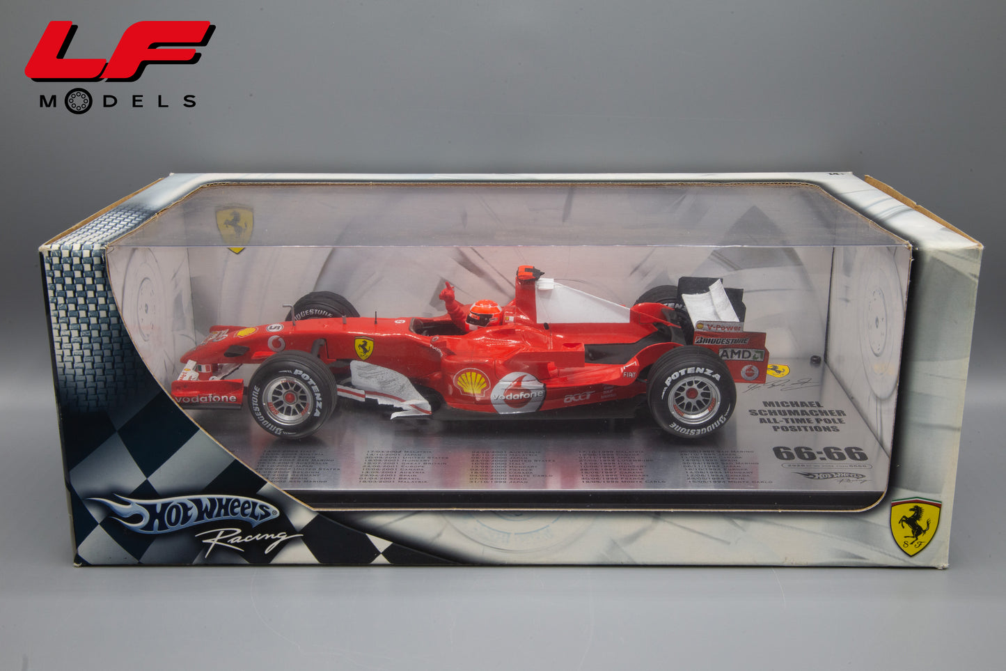 modellino ferrari 248 f1 schumacher all time pole position hot wheels 1:18 scatola