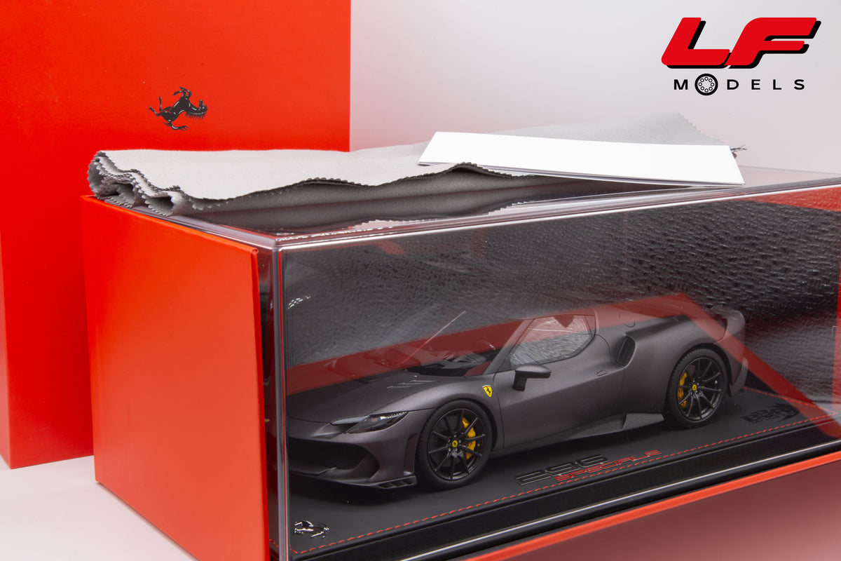 modellino ferrari 296 speciale grigio silverstone opaco bbr 1:18 P18269E1 vista scatola