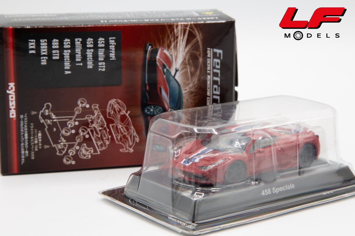 modellino ferrari 458 speciale kyosho 1:64 kyo458Specialer vista scatola