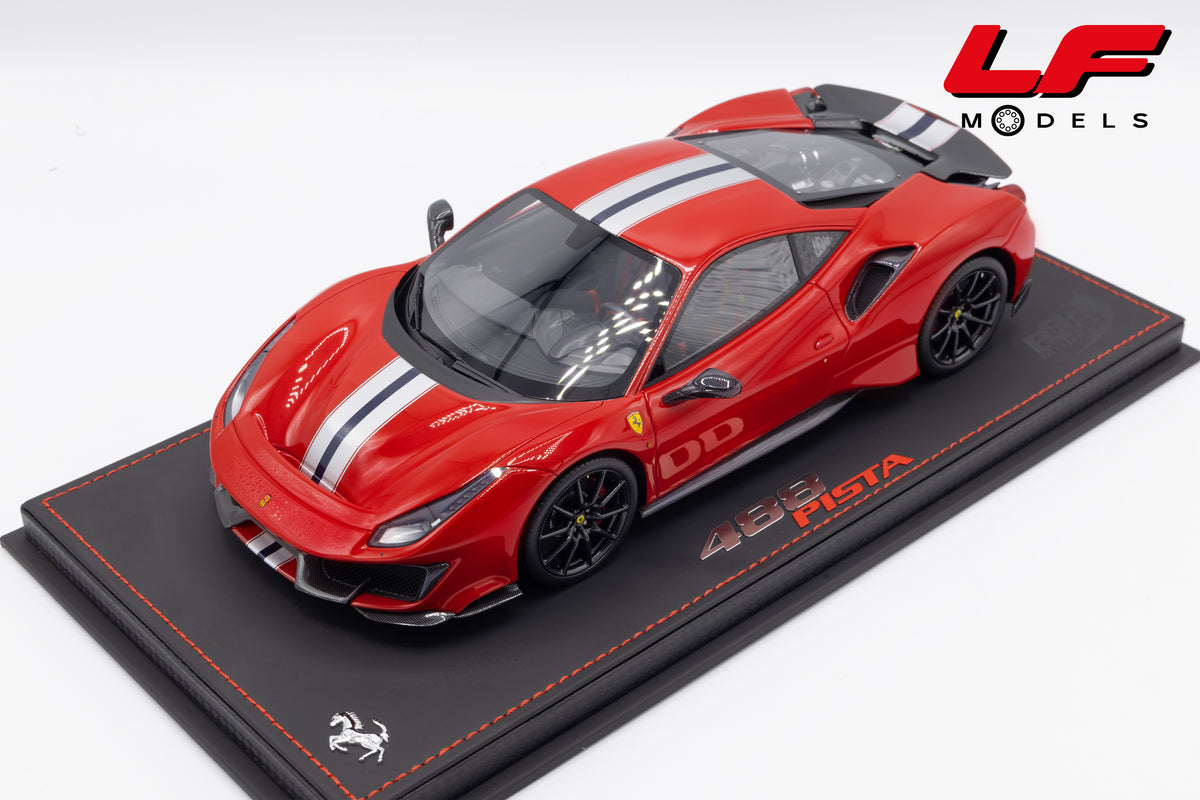 modellino ferrari 488 pista rosso corsa bbr 1:18 P18145A6 vista frontale