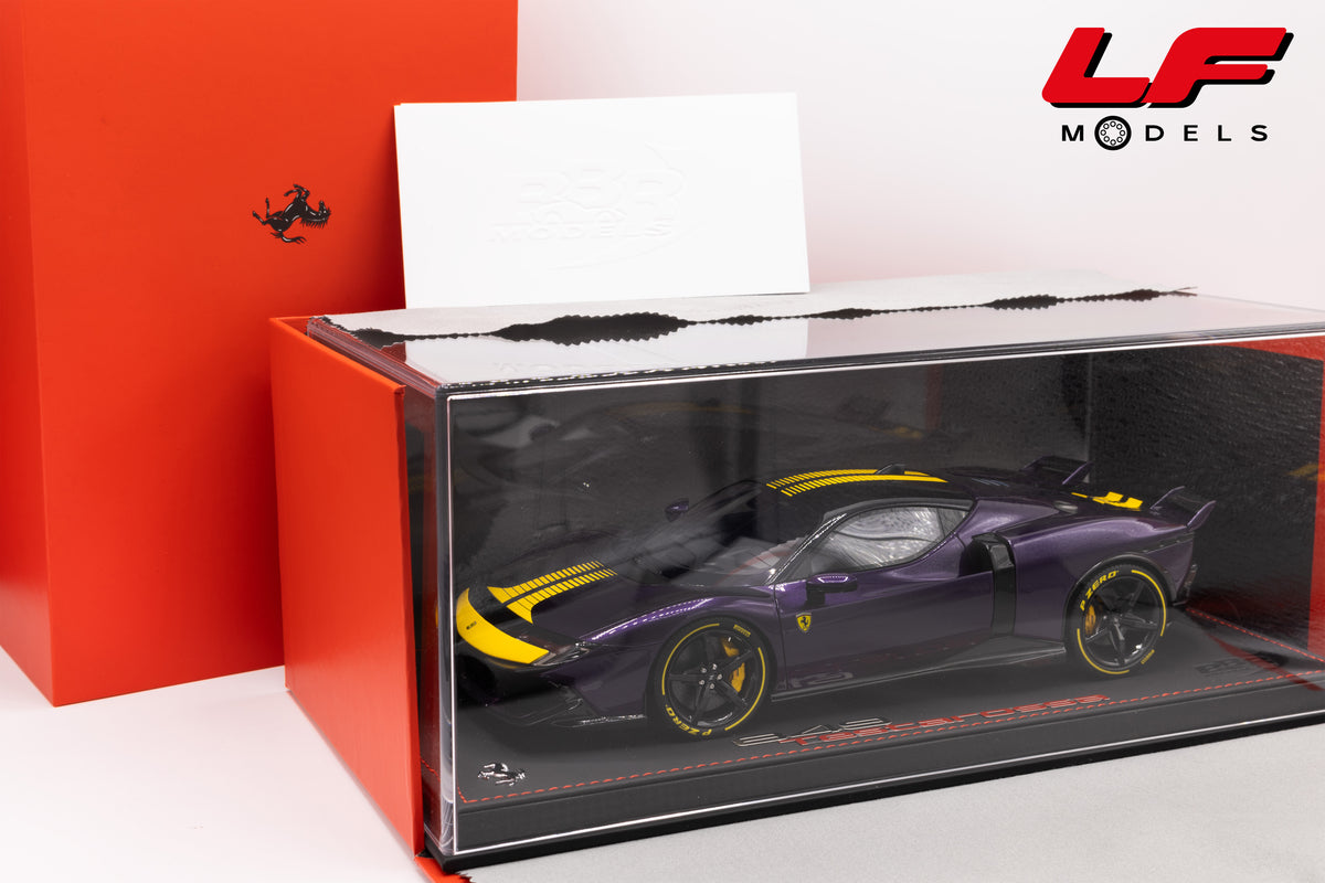 modellino ferrari 849 testarossa assetto fiorano viola hong kong bbr 1:18 P18276E vista teca