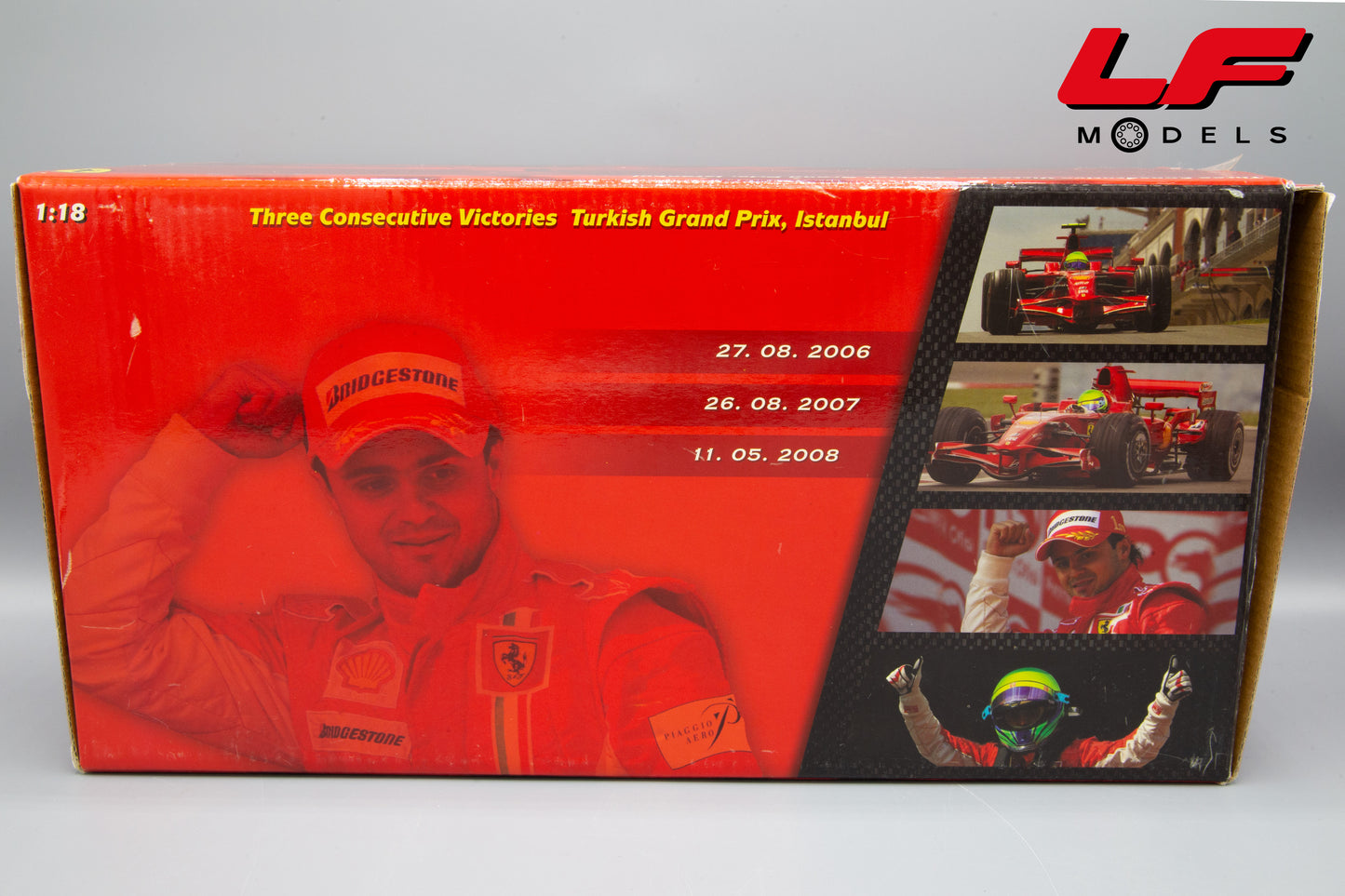 modellino ferrari f2008 f. massa 3 turkish gp victories hot wheels 1:18 scatola