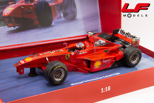modellino ferrari f300 3 wheels schumacher crash involving werk83 1:18 W18033007 vista frontale