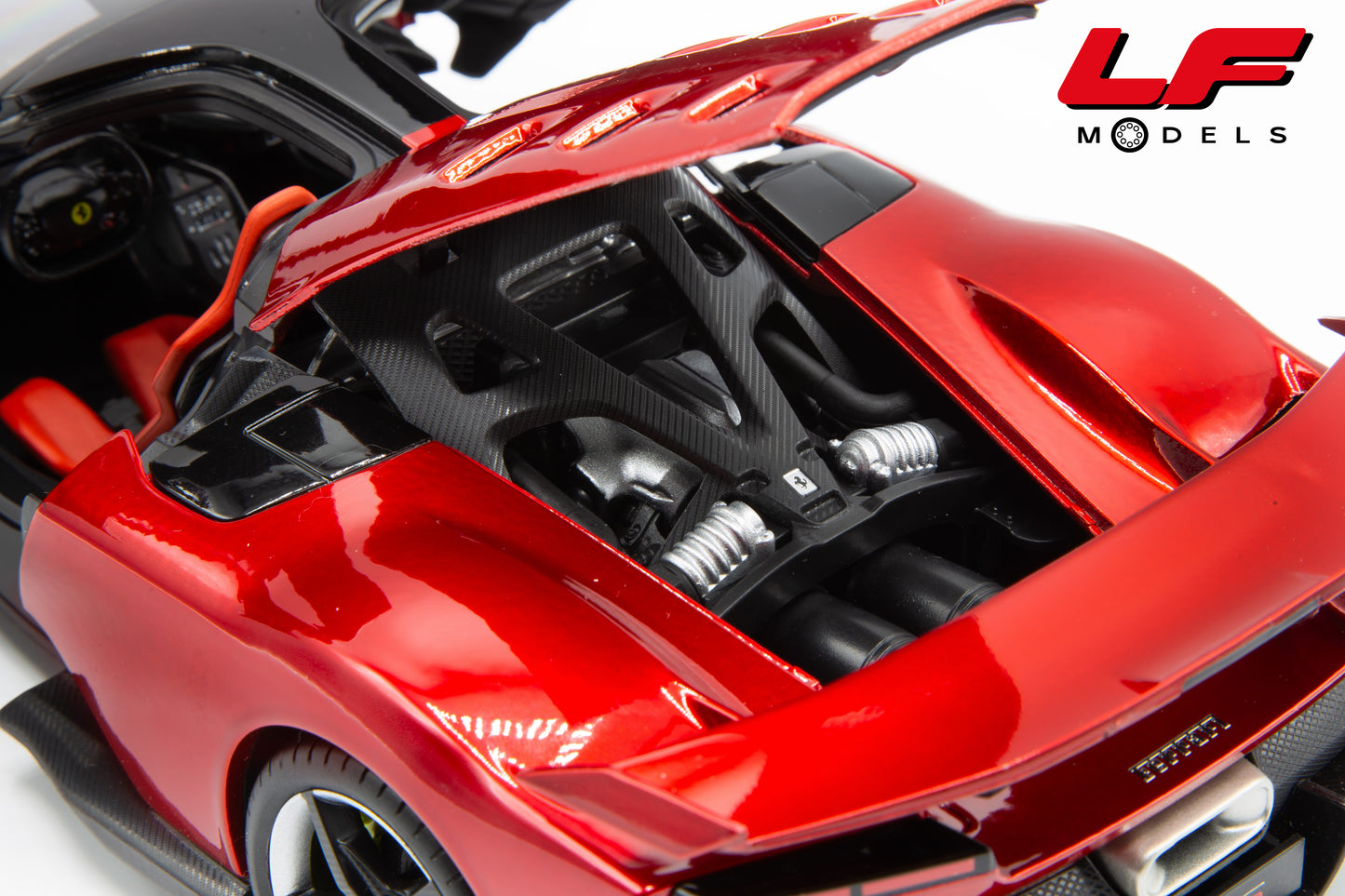 modellino ferrari f80 rosso supercar burago 1:18 18-16919 vista motore