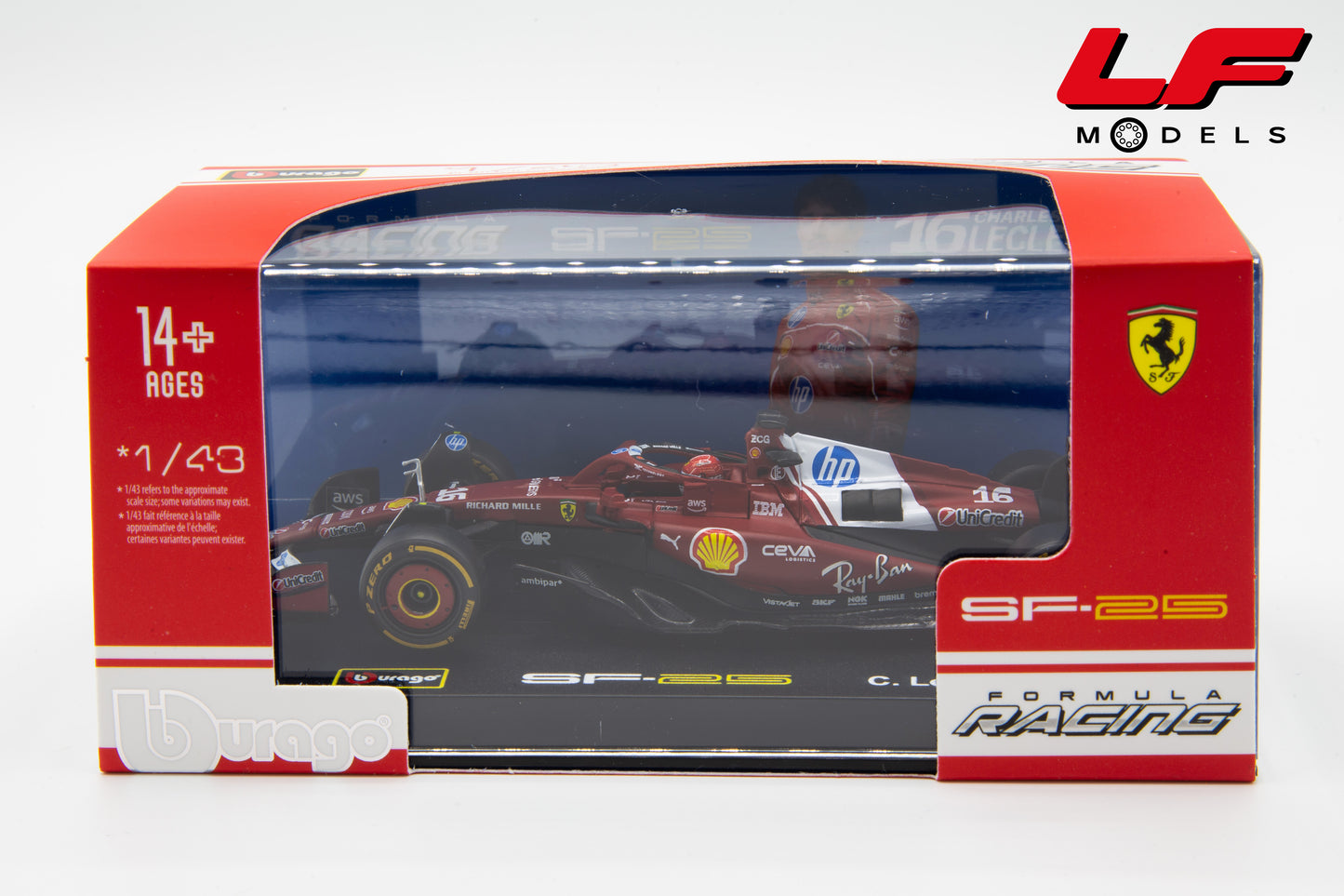 modellino ferrari sf-25 burago 1:43 scatola