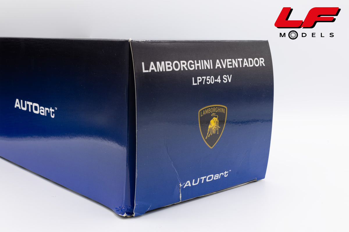 modellino lamborghini aventador lp750-4 sv nero autoart 1:18 74556 vista scatola