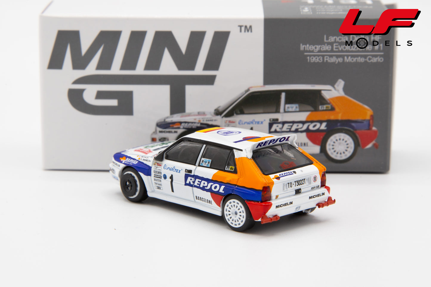 modellino lancia delta repsol mini gt 1:64 posteriore