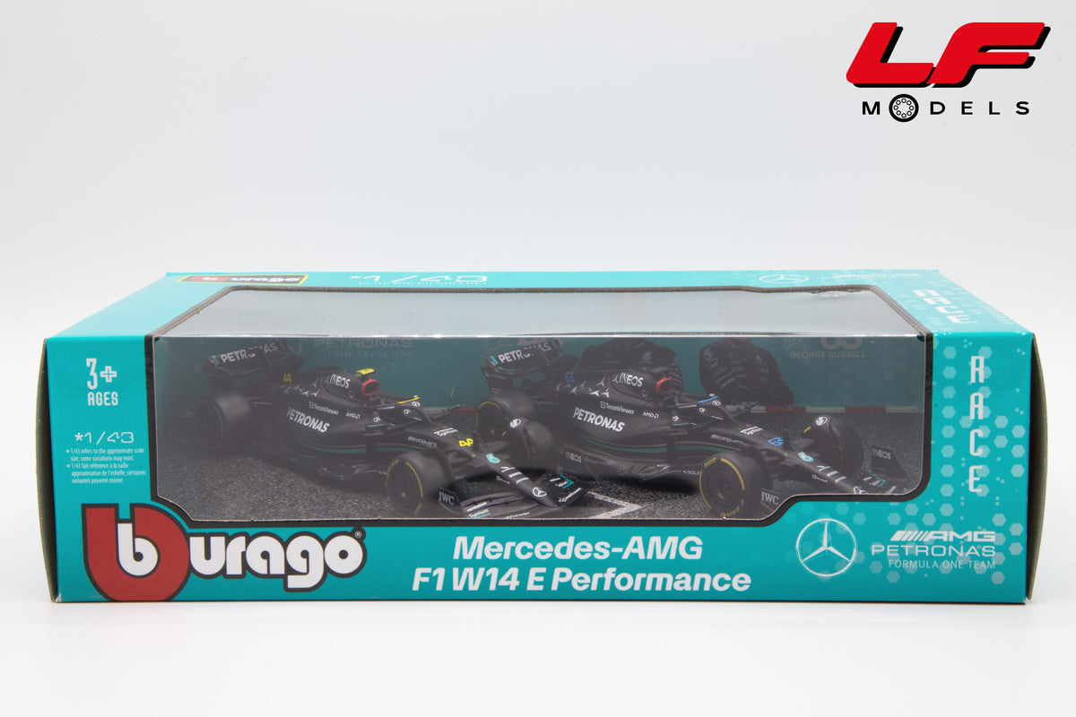 modellino mercedes fw14 set burago 1:43 18-38071-SET vista scatola