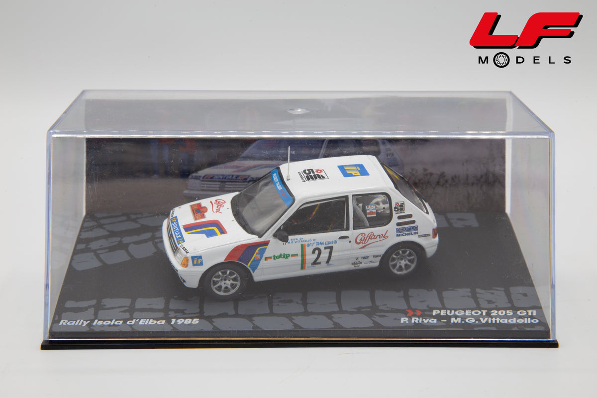 modellino peugeot 205 rally isola d'elba edicola 1:43 vista teca