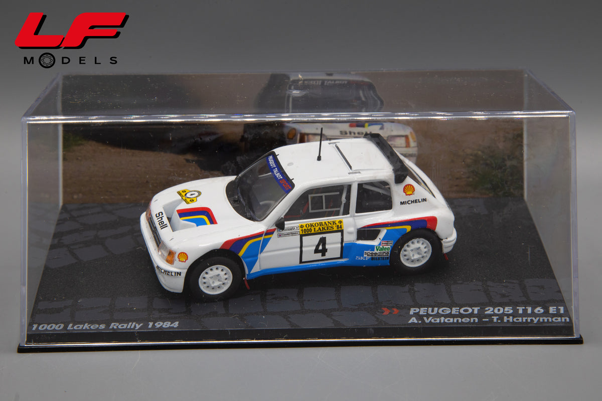 modellino peugeot 205 t16 e1 1000 lakes rally edicola 1:43 vista teca