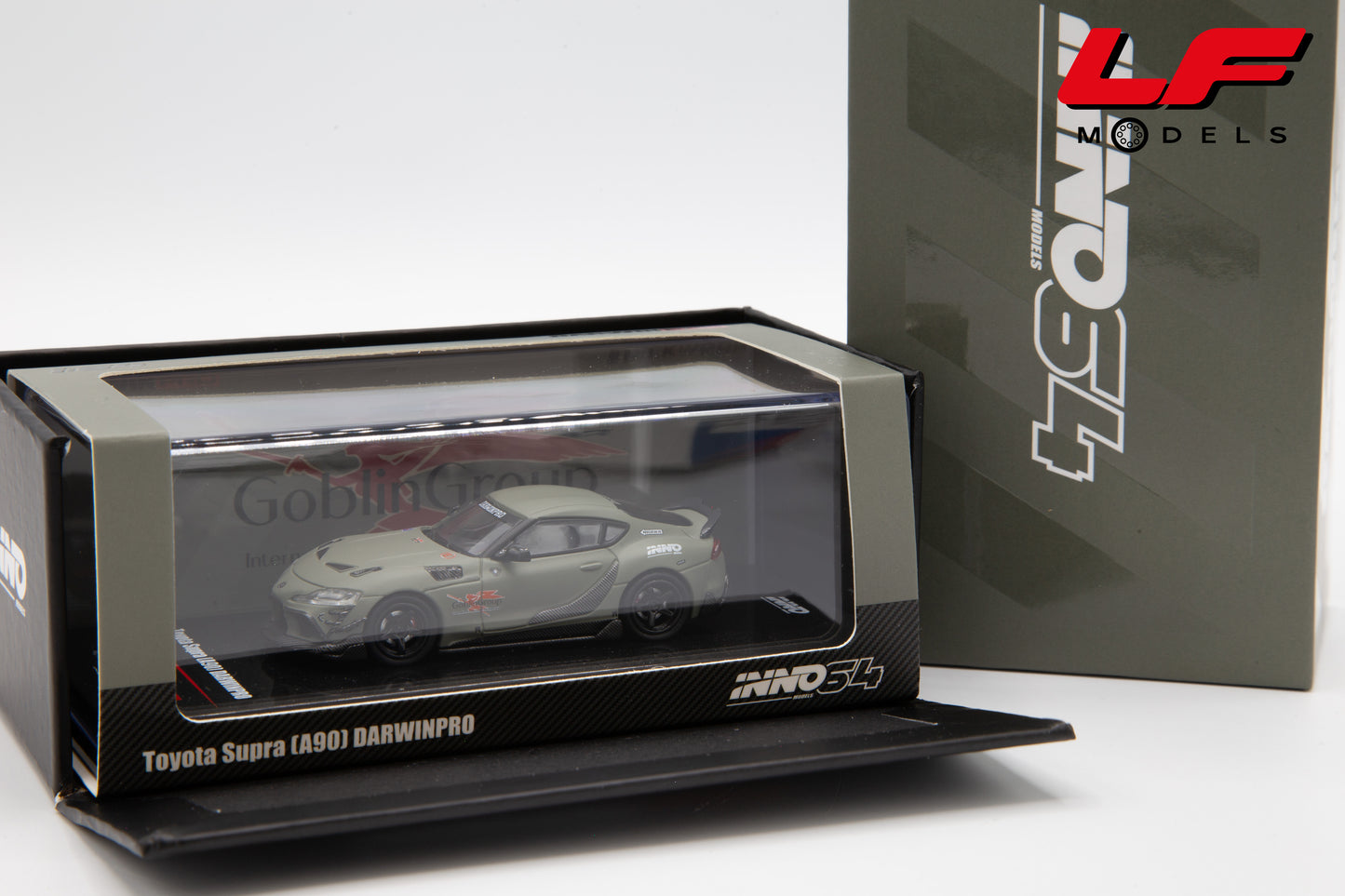 modellino toyota supra darwinpro inno64 1:64 IN64-A90DP-MATGR vista scatola