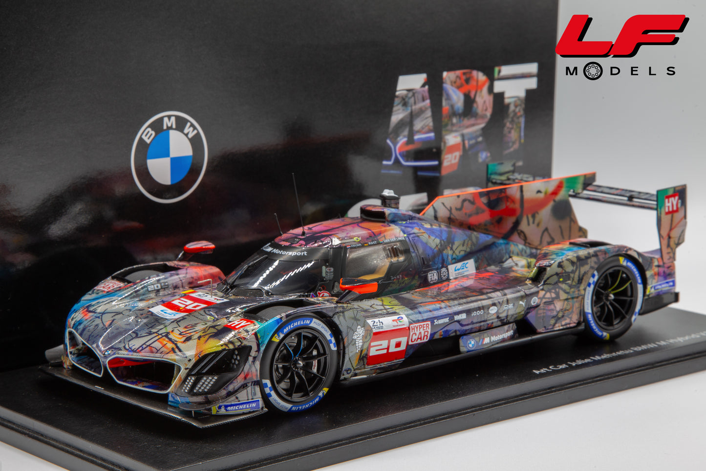 1:18 BMW M HYBRID V8 TEAM BMW M WRT ART CAR BY JULIE MEHRETU 24h LE MANS 2024 - SPARK-MODEL