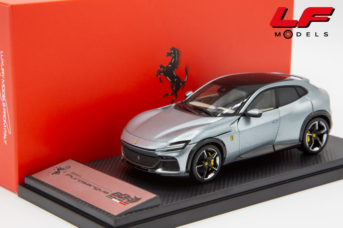 1:43 FERRARI PUROSANGUE PANORAMIC ROOF 2022 FULL OPENINGS GRIGIO TITANIO - BBR