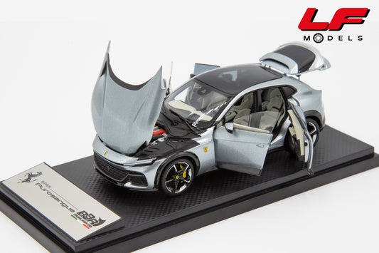 1:43 FERRARI PUROSANGUE PANORAMIC ROOF 2022 FULL OPENINGS GRIGIO TITANIO - BBR