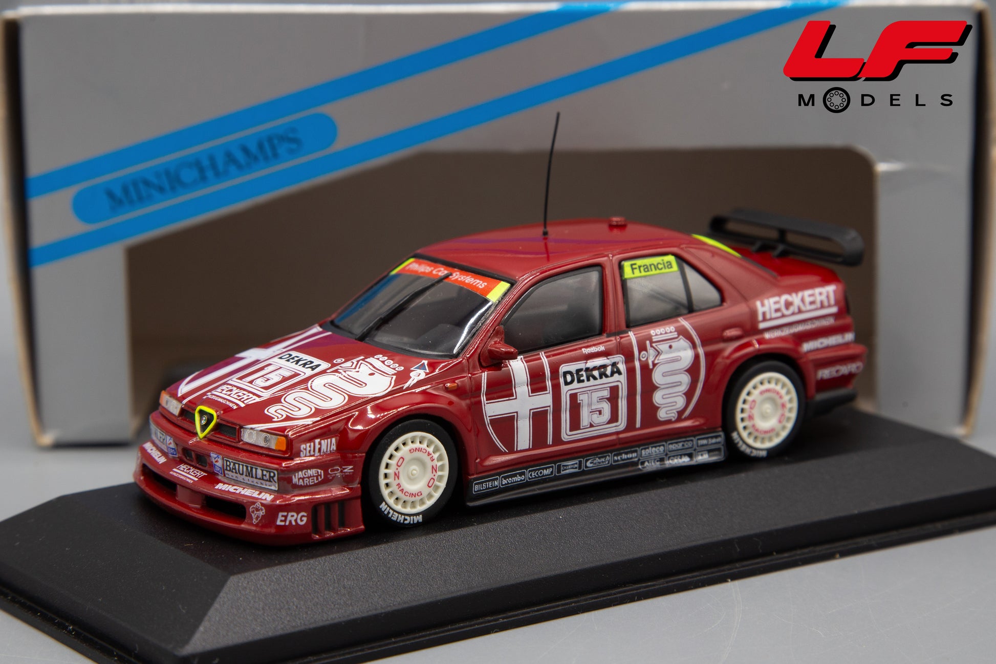 modellino alfa romeo 155 dtm 1993 francia minichamps 1:43 frontale