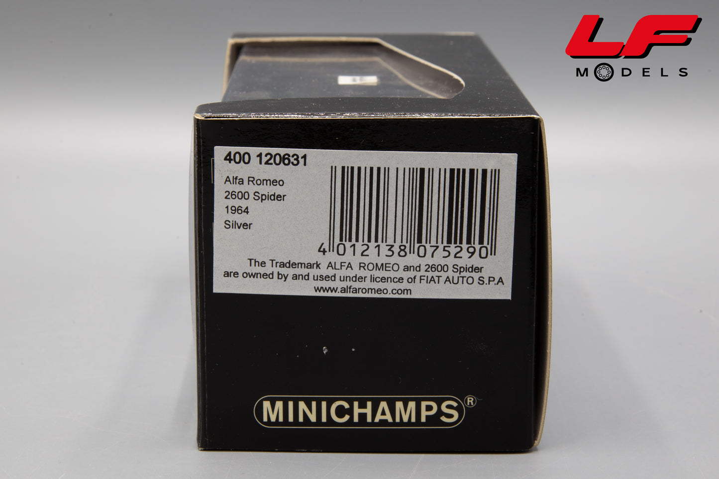 modellino alfa romeo 2600 spider minichamps 1:43 etichetta