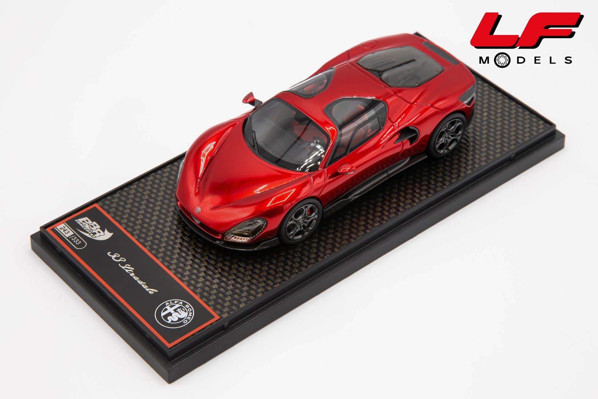 modellino alfa romeo 33 stradale rosso villa d'este bbr 1:43 BBRC317A vista frontale