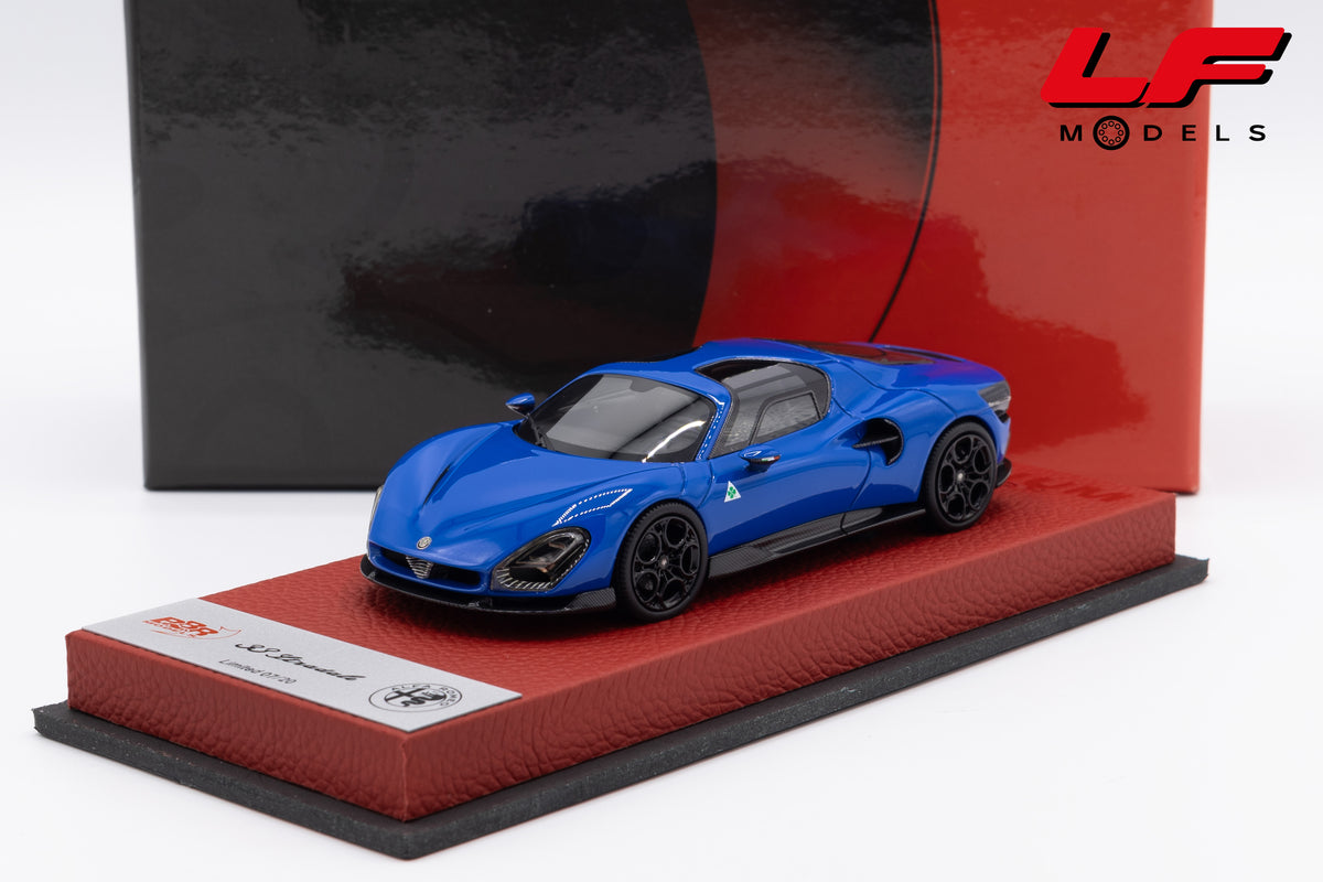 modellino alfa romeo 33 stradale blu reale premium edition bbr 1:43 BBRC317FPRE vista frontale