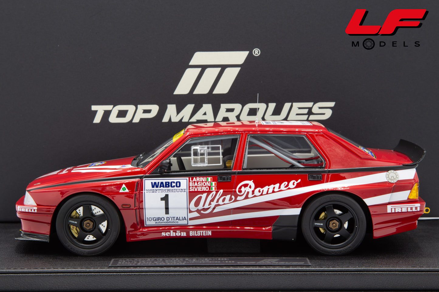 modellino alfa romeo 75 imsa top marques 1:18 laterale