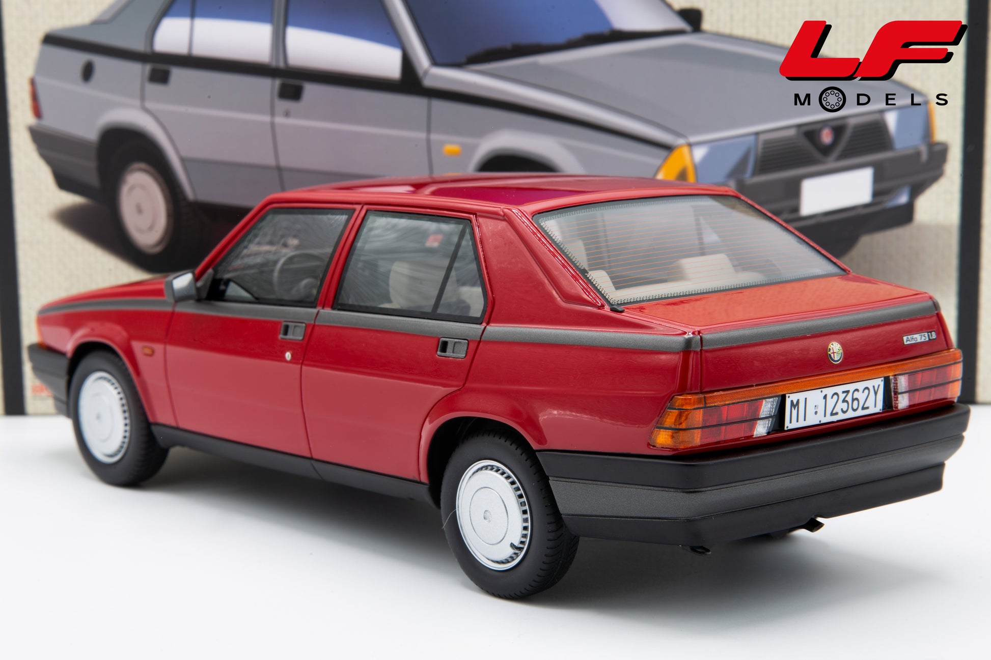 modellino alfa romeo 75 laudoracing 1:18 LM187A vista posteriore