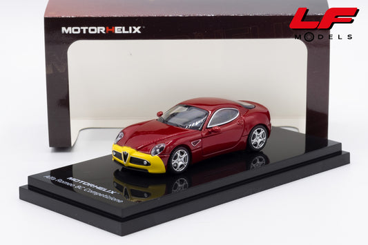modellino alfa romeo 8c competizione rosso giallo motorhelix 1:64 M69064 vista frontale