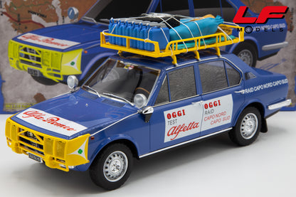 modellino alfa romeo alfetta raid capo nord capo sud laudoracing 1:18 frontale