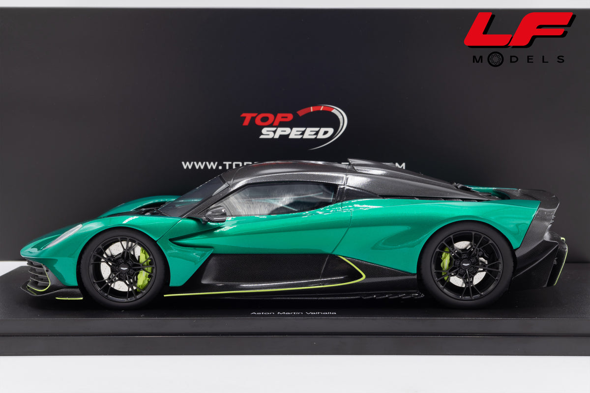 modellino aston martin valhalla podium green top speed 1:18 TS0710 vista laterale