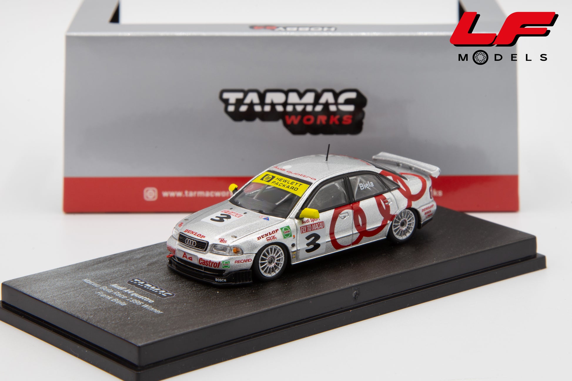 modellino audi a4 macau race tarmac 1:64 frontale