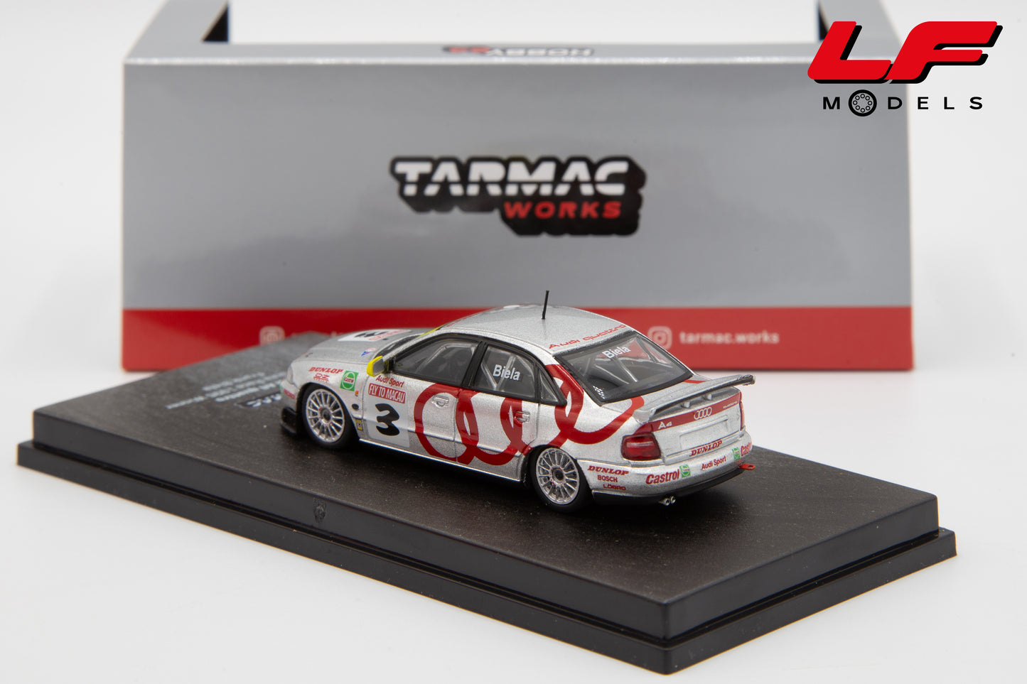 modellino audi a4 macau race tarmac 1:64 posteriore