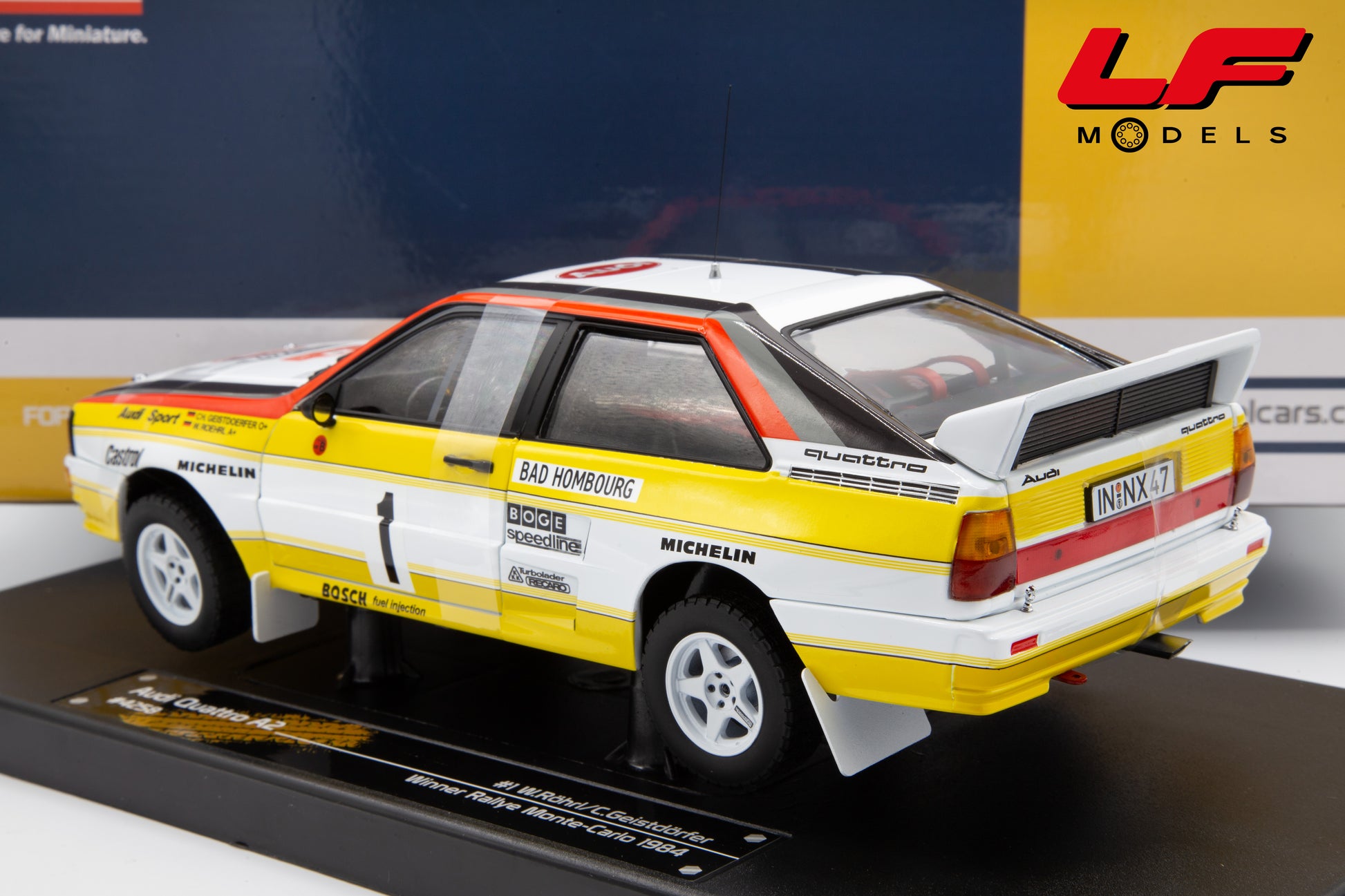 modellino audi quattro a2 rally sunstar 1:18 posteriore