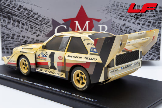 modellino audi quattro s1 rally pikes peak dirty rohrl cmr 1:18 posteriore