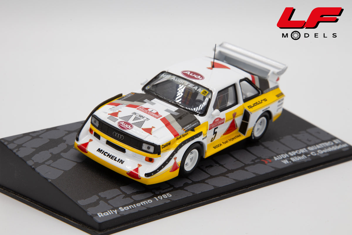 modellino audi quattro s1 rally sanremo edicola 1:43 vista frontale