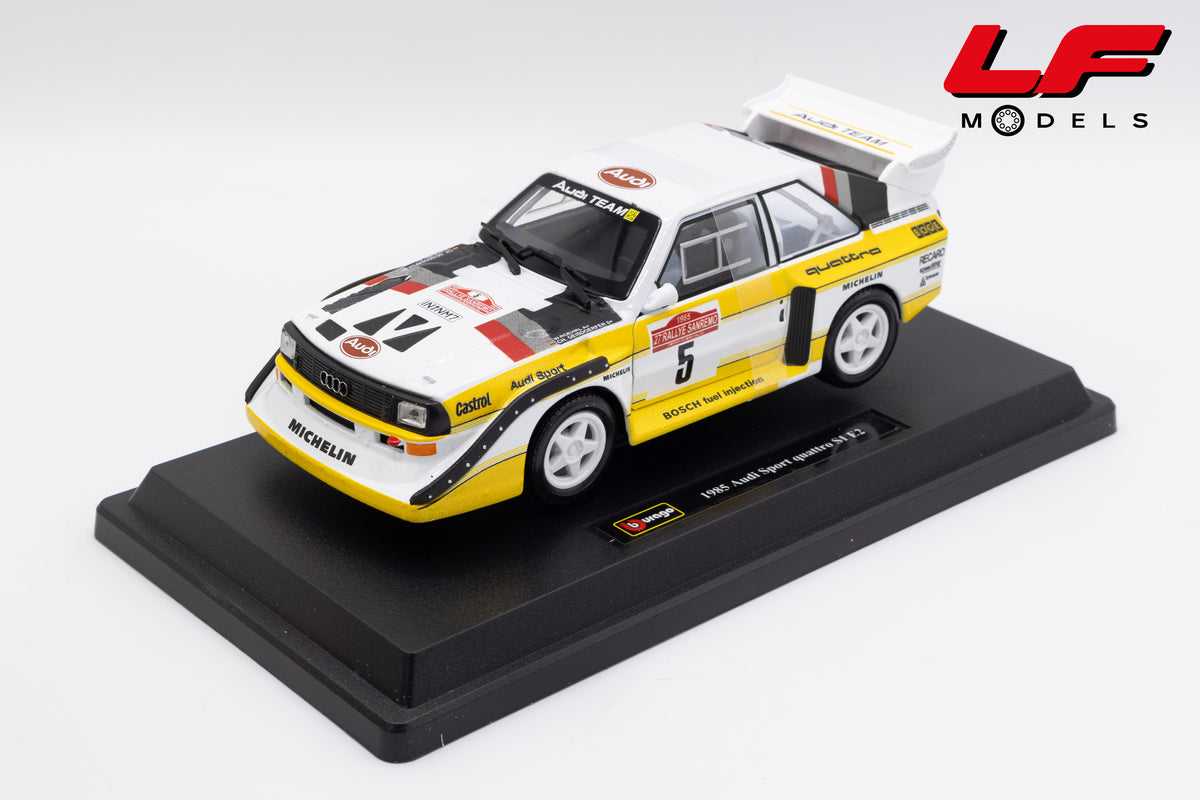 modellino audi quattro s1 rally sanremo win burago 1:24  18-28072 vista frontale