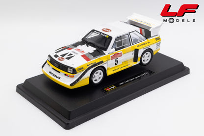 modellino audi quattro s1 rally sanremo win burago 1:24  18-28072 vista frontale