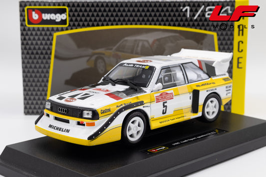 modellino audi quattro s1 rally sanremo win burago 1:24  18-28072 vista frontale