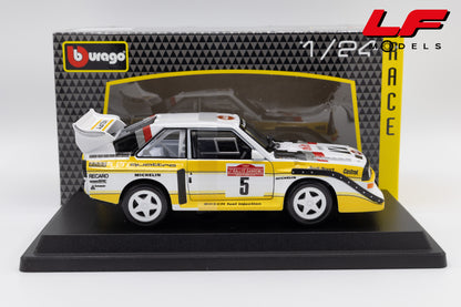 modellino audi quattro s1 rally sanremo win burago 1:24  18-28072 vista laterale