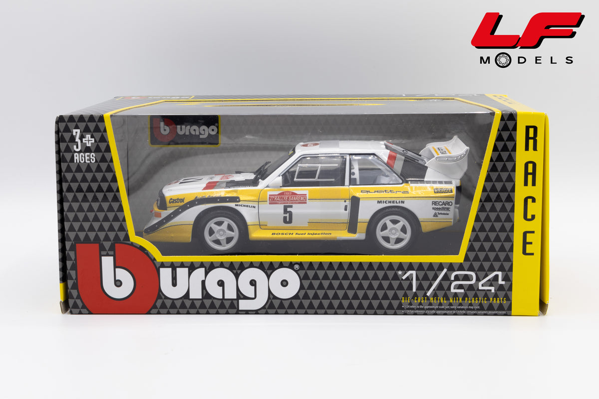 modellino audi quattro s1 rally sanremo win burago 1:24  18-28072 vista scatola