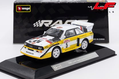 modellino audi quattro s1 rally sanremo win burago 1:43 18-38326 vista frontale