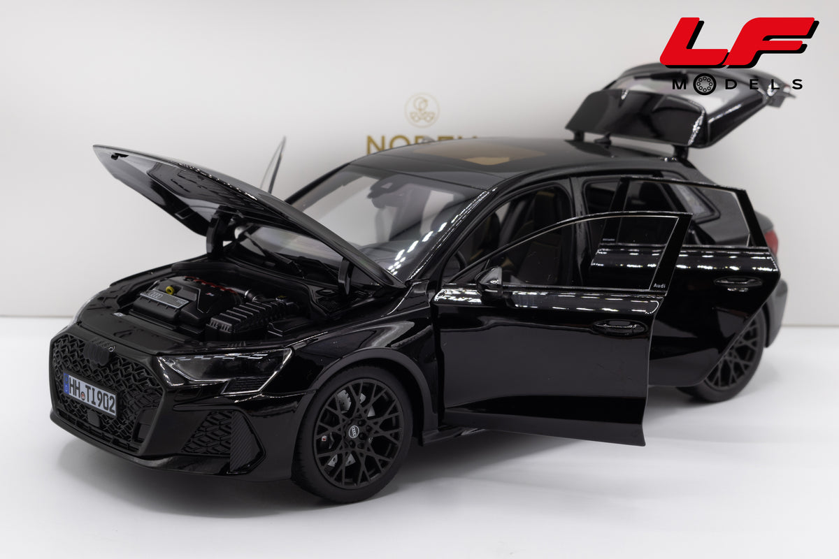 modellino audi rs3 nero norev 1:18 188388 vista frontale