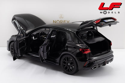 modellino audi rs3 nero norev 1:18 188388 vista posteriore