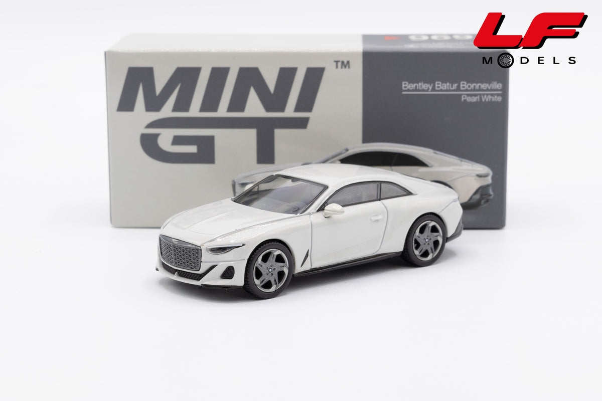 modellino bentley batur bonneville pearl white mini gt 1:64 MGT00969-L vista frontale