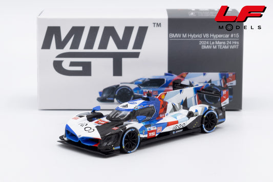 modellino bmw m hybrid v8 24h le mans 2024 mini gt 1:64 MGT01219-L vista frontale