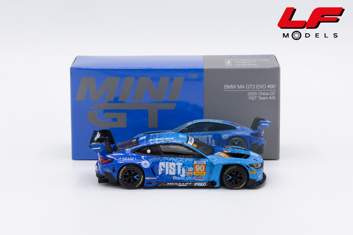 modellino bmw m4 gt3 evo mini gt 1:64 MGT01215 vista laterale