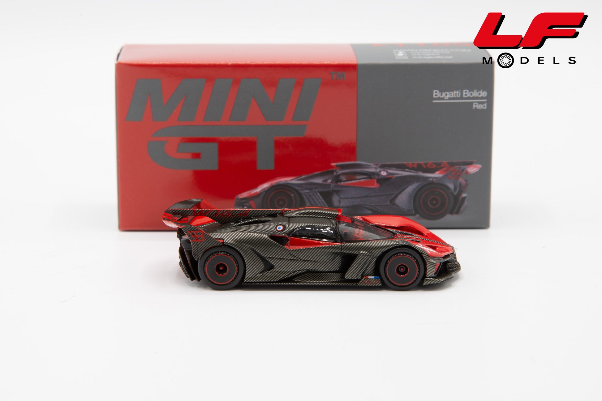 bugatti bolide rosso mini gt 1:64 MGT01105-L vista laterale