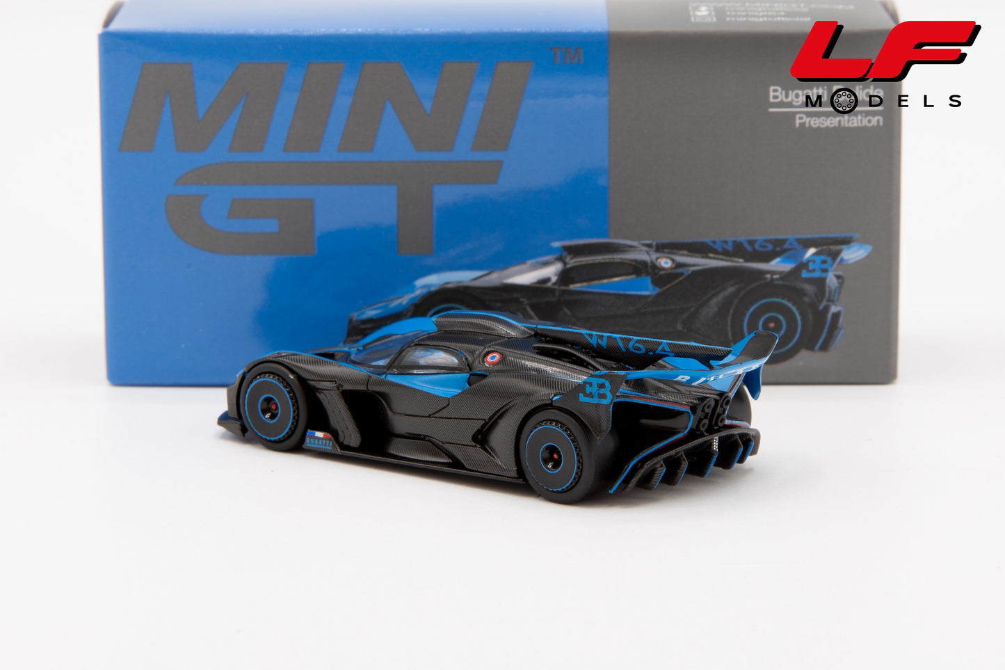 modellino bugatti bolide mini gt 1:64 MGT01063-L vista posteriore