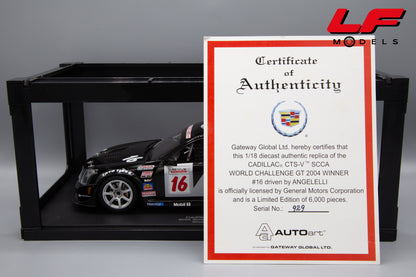 AUTOART CADILLAC CTS-V SCCA WORLD CHALLENGE 2004 WINNER SEBRING ANGELELLI 1:18