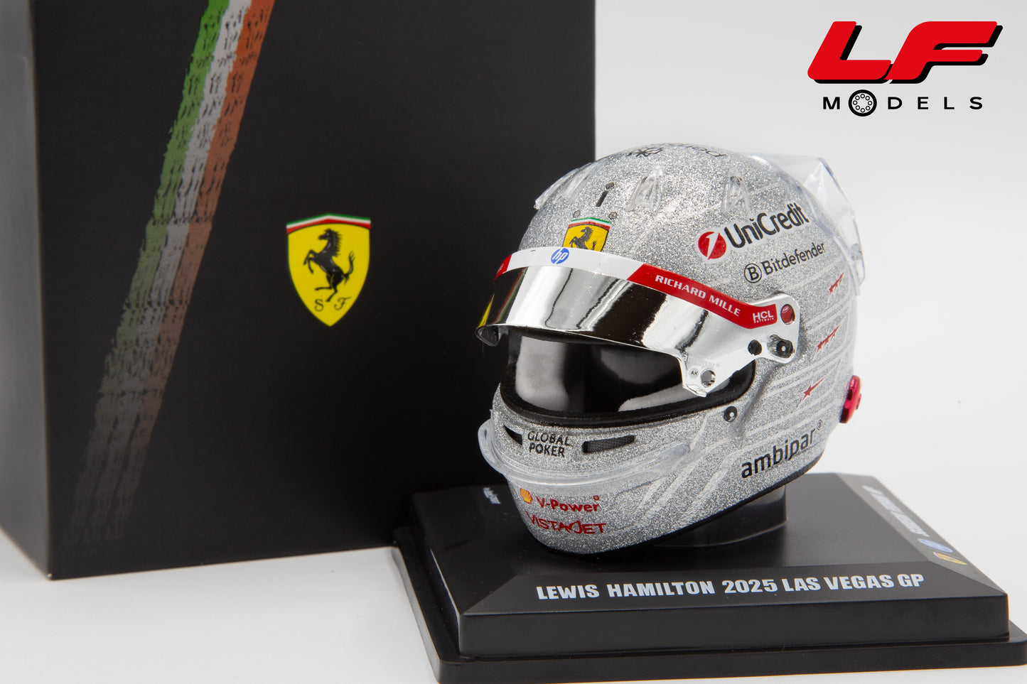 modellino casco hamilton las vegas 2025 looksmart 1:5 LSHEL027 vista frontale