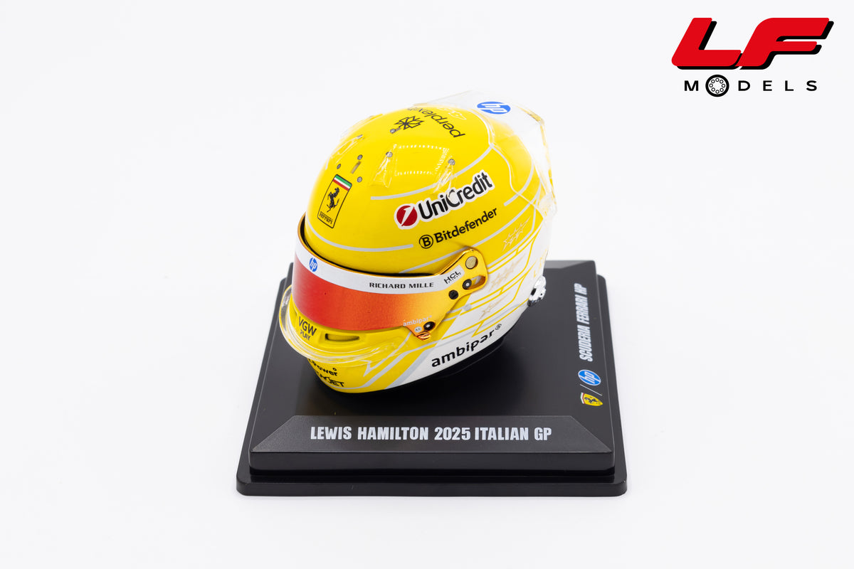 modellino casco lewis hamilotn monza gp 2025 50th anniversary niki lauda looksmart 1:5 LSHEL021 vista frontale